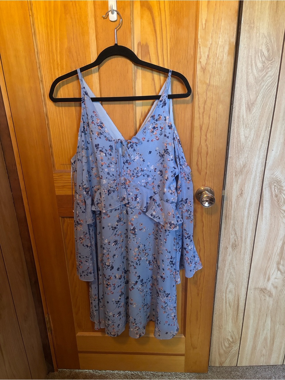 Sam Edelman Light Blue Floral Cold-Shoulder Dress